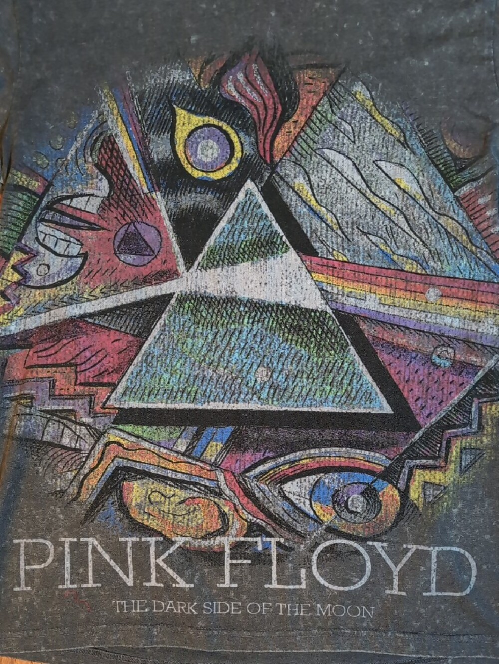 Pink Floyd The Dark Side of the Moon T-Shirt Size L/G Washed Grey New - Picture 3 of 5